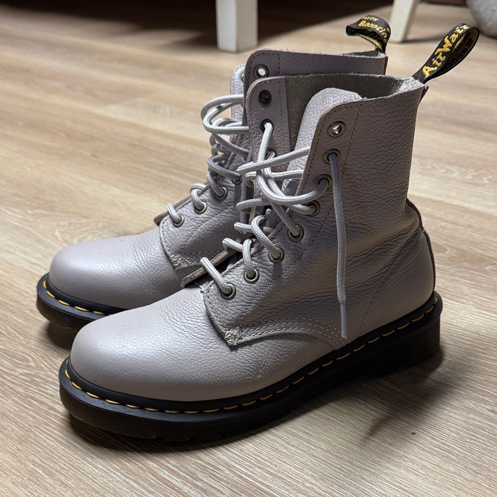 Dr. Martens Taupe Leather Boots